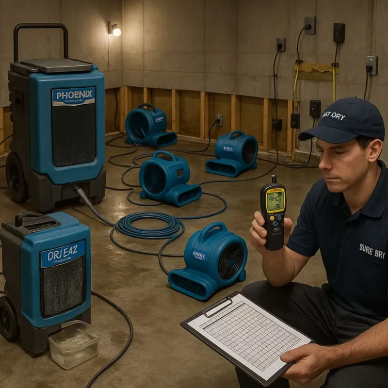 Structural Drying and Dehumidification process in Fairfield, ME